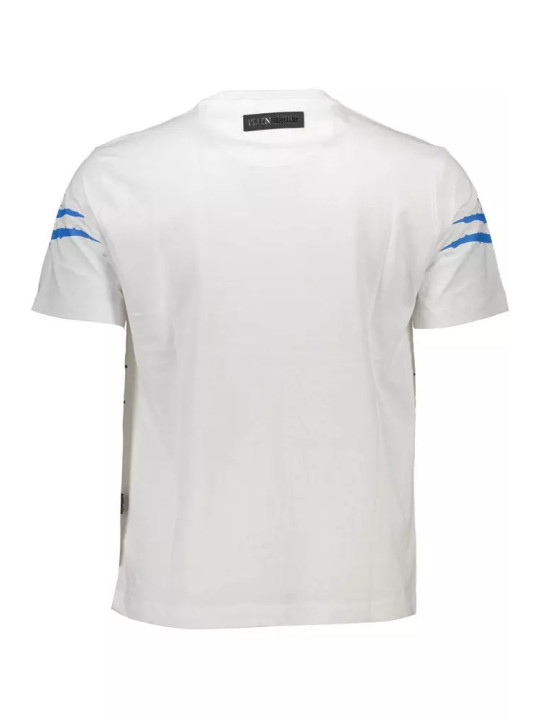 T-Shirts Sleek White Cotton Tee with Bold Contrasts 330,00 € 8059024013338 | Planet-Deluxe