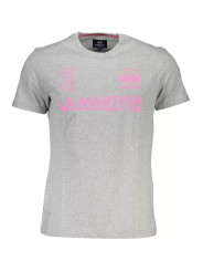 T-Shirts Elegant Gray Cotton Tee with Signature Print 150,00 € 7613431459489 | Planet-Deluxe