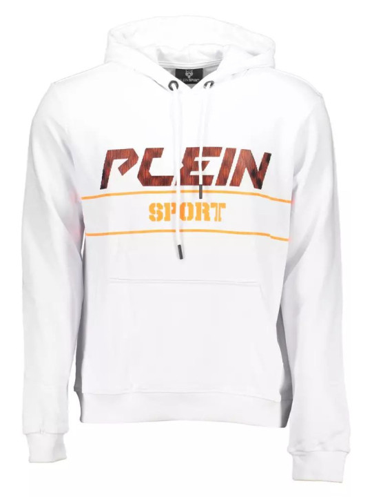 Sweaters Chic White Hooded Cotton Sweatshirt with Logo 570,00 € 8059024008433 | Planet-Deluxe