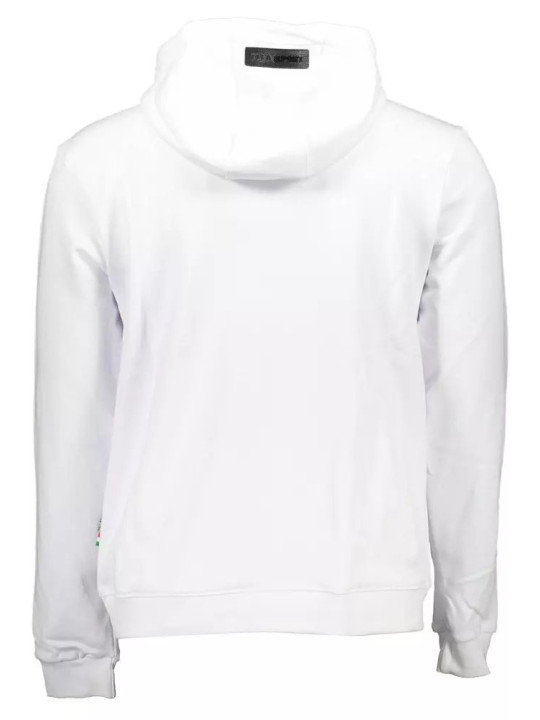 Sweaters Chic White Hooded Cotton Sweatshirt with Logo 570,00 € 8059024008433 | Planet-Deluxe