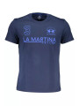 T-Shirts Elegant Blue Cotton Tee with Signature Print 150,00 € 7613431458536 | Planet-Deluxe