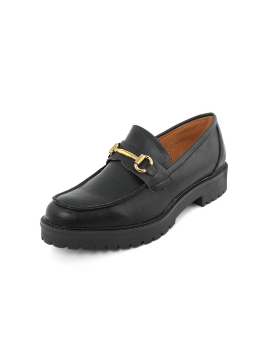 Schwarze Leder Loafer mit Schnalle