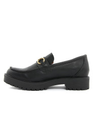 Schwarzer Leder-Loafer mit Gold-Schnalle