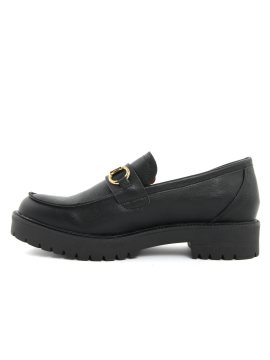 Schwarzer Leder-Loafer mit Gold-Schnalle