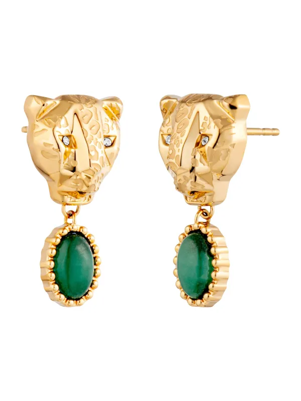 "Just Cavalli Ohrringe im Sale | Panther Goldohrringe von Just Cavalli mit Strass und Schmetterlingsverschluss online kaufen"|Planet-Deluxe