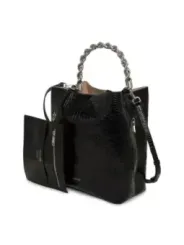 Guess Damen Lederhandtasche: Krokoprägung & Kettenhenkel