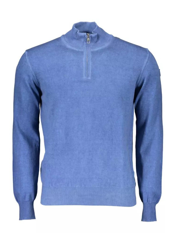 Sweaters Elegant Long-Sleeved Half-Zip Blue Sweater 230,00 € 8300825150143 | Planet-Deluxe