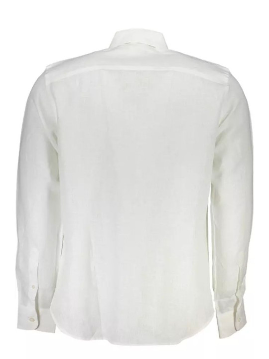 Shirts Elegant White Linen Long-Sleeved Shirt 190,00 € 8300825564155 | Planet-Deluxe