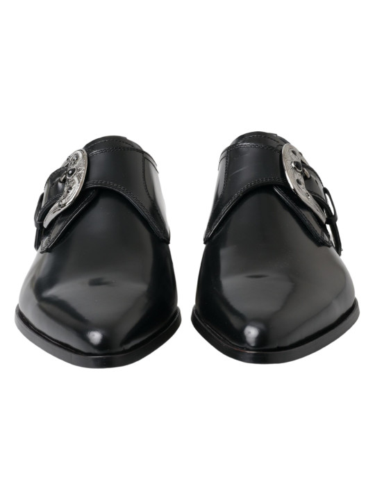 Formal Elegant Black Leather Monk Strap Shoes 2.810,00 € 8059579993550 | Planet-Deluxe