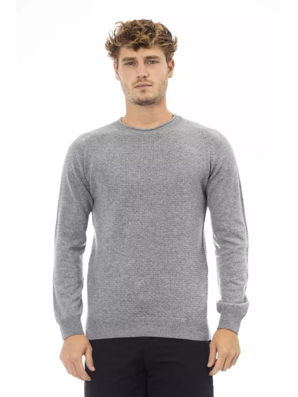 Sweaters Sleek Gray Crewneck Sweater for Men 360,00 € 8100002460481 | Planet-Deluxe