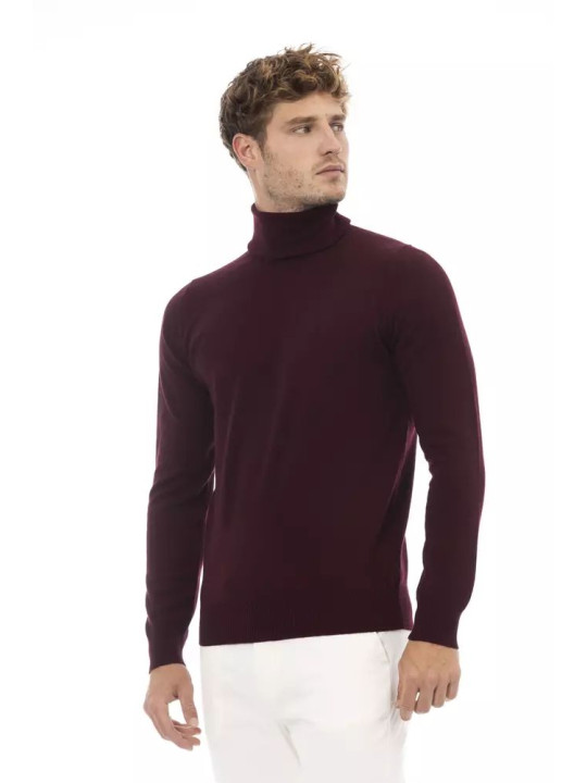 Sweaters Elegant Burgundy Turtleneck Sweater for Men 340,00 € 8100002680568 | Planet-Deluxe