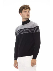 Sweaters Elegant Black Mock Neck Sweater 390,00 € 8100002456910 | Planet-Deluxe