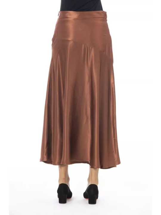 Skirts Elegant Satin Midi Skirt in Rich Brown 450,00 € 8100001110523 | Planet-Deluxe