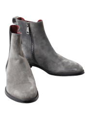 Boots Elegant Gray Chelsea Leather Boots 2.530,00 € 8057155261390 | Planet-Deluxe