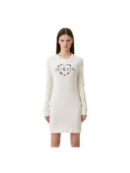 Dresses Chic White Cotton Blend Dress with Logo Accent 410,00 € 8055204726845 | Planet-Deluxe