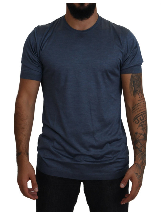 T-Shirts Elegant Silk Crewneck Blue Tee 1.300,00 € 8050249421939 | Planet-Deluxe