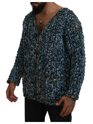 Sweaters Elegant Blue V-Neck Cardigan Sweater 9.160,00 € 8057142012585 | Planet-Deluxe
