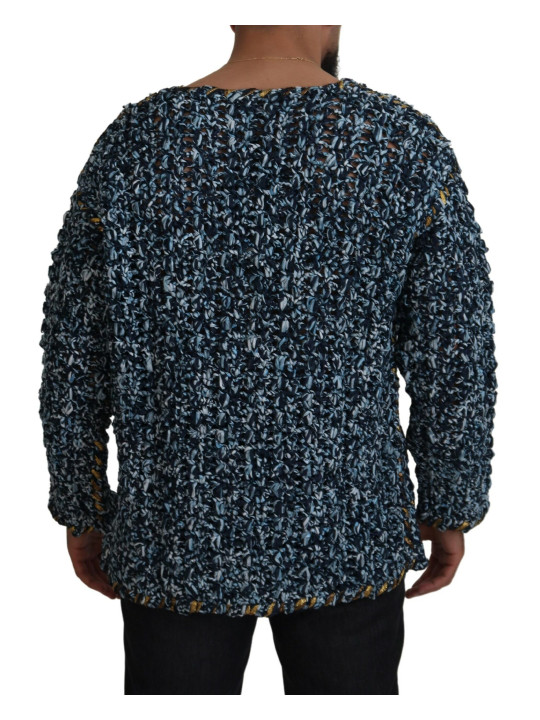 Sweaters Elegant Blue V-Neck Cardigan Sweater 9.160,00 € 8057142012585 | Planet-Deluxe
