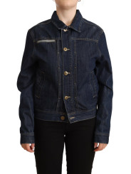 Jackets & Coats Chic Dark Blue Denim Jacket 770,00 € 8050246187227 | Planet-Deluxe