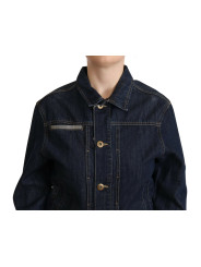 Jackets & Coats Chic Dark Blue Denim Jacket 770,00 € 8050246187227 | Planet-Deluxe
