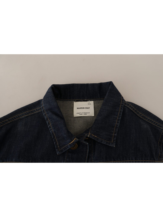 Jackets & Coats Chic Dark Blue Denim Jacket 770,00 € 8050246187227 | Planet-Deluxe