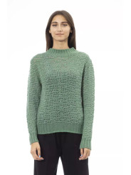 Sweaters Chic Mock Neck Green Sweater for Her 610,00 € 8100001101637 | Planet-Deluxe