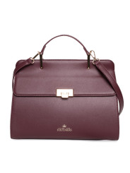 Lila Lederhandtasche mit goldener Schnalle