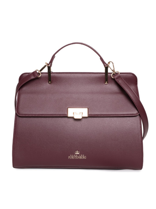 Lila Lederhandtasche mit goldener Schnalle