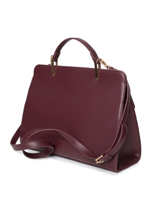 Rote Lederhandtasche mit goldener Hardware