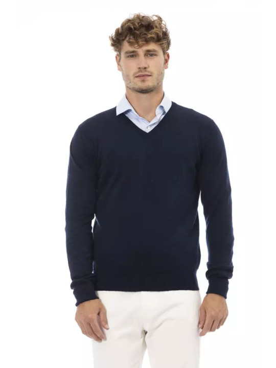 Sweaters Elegant V-Neck Sweater in Sumptuous Blue 270,00 € 8100002475928 | Planet-Deluxe