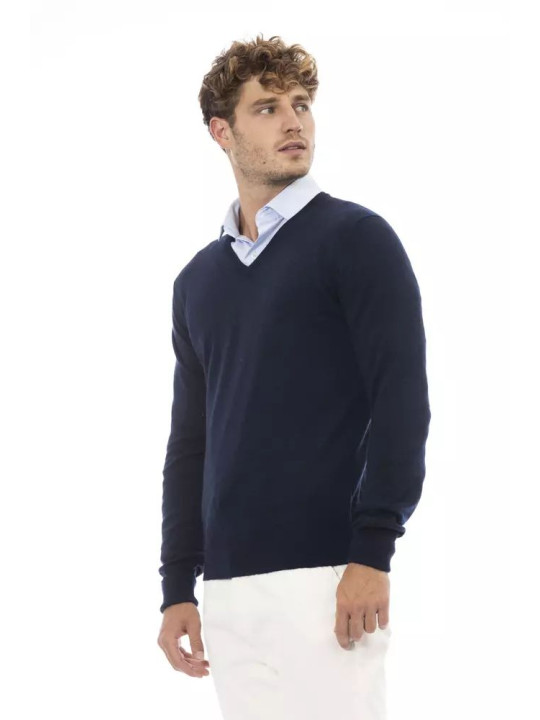 Sweaters Elegant V-Neck Sweater in Sumptuous Blue 270,00 € 8100002475928 | Planet-Deluxe