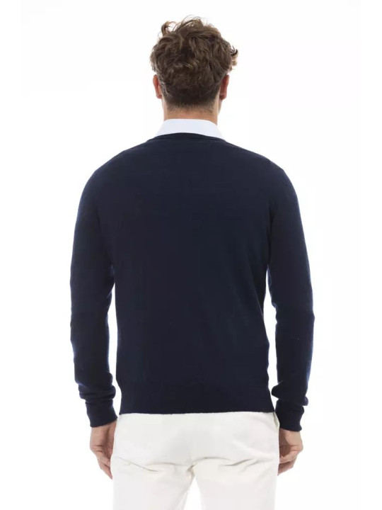 Sweaters Elegant V-Neck Sweater in Sumptuous Blue 270,00 € 8100002475928 | Planet-Deluxe