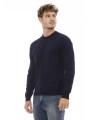 Sweaters Elegant Blue Crewneck Sweater for Men 330,00 € 8100002460108 | Planet-Deluxe