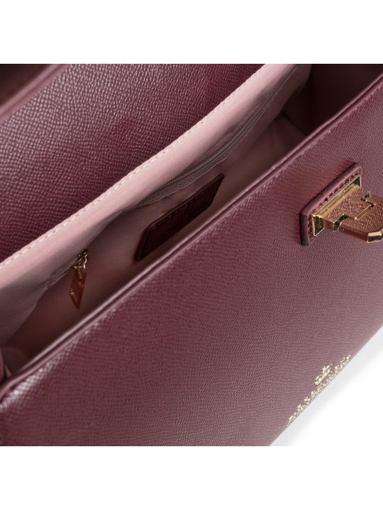 Roter Lederhandtasche mit Goldverschluss