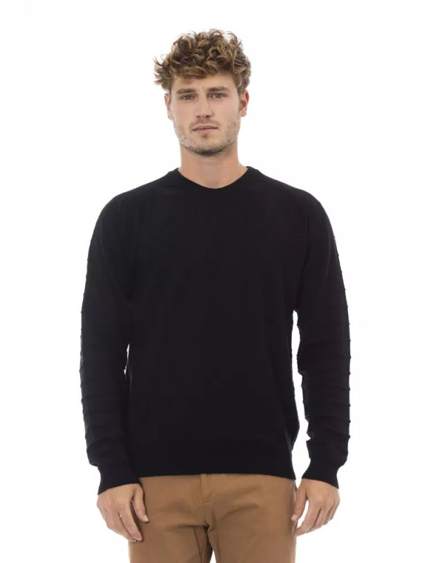 Sweaters Elegant Crewneck Sweater in Black 360,00 € 8100002459966 | Planet-Deluxe