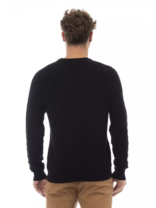 Sweaters Elegant Crewneck Sweater in Black 360,00 € 8100002459966 | Planet-Deluxe
