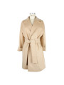 Jackets & Coats Elegant Beige Wool Coat with Waist Belt 2.300,00 €  | Planet-Deluxe