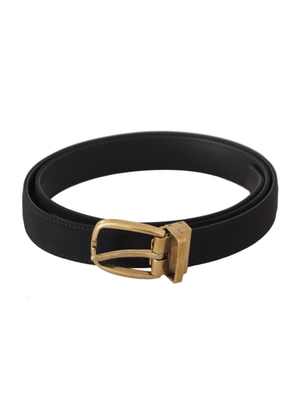 Belts Elegant Black Canvas-Leather Men's Belt 760,00 € 8058301887358 | Planet-Deluxe