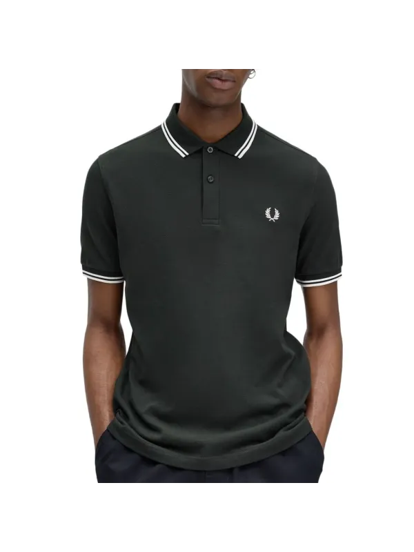 "Fred Perry Poloshirts im Sale | Fred Perry Herren Polo-Shirt Grün 100% Baumwolle Kurzarm online kaufen"|Planet-Deluxe