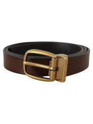 Belts Elegant Brown Leather Belt with Logo Buckle 960,00 € 8058301887532 | Planet-Deluxe