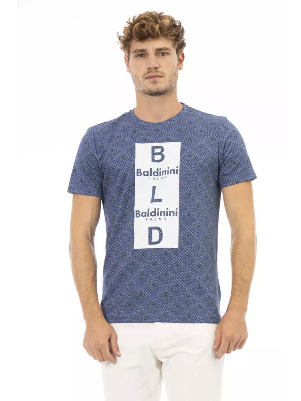 T-Shirts Elevated Blue Cotton Tee with Front Print 190,00 € 2000051643469 | Planet-Deluxe