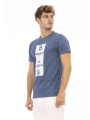 T-Shirts Elevated Blue Cotton Tee with Front Print 190,00 € 2000051643469 | Planet-Deluxe