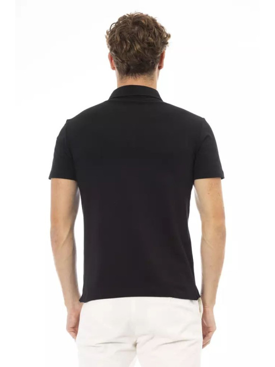 Polo Shirt Elegant Black Embroidered Polo Tee 220,00 € 2000051671844 | Planet-Deluxe