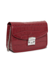 Braune Ledertasche mit Silberkette