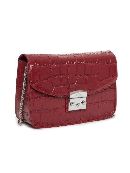 Braune Ledertasche mit Silberkette