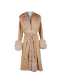 Jackets & Coats Elegant Beige Wool Coat with Fox Fur Trim 6.900,00 € 8050246666586 | Planet-Deluxe