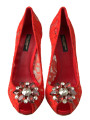Sandals Chic Red Lace Heels with Crystal Embellishment 2.060,00 € 8058696897734 | Planet-Deluxe