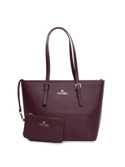 Dunkelbraune Lederhandtasche mit Reißverschluss