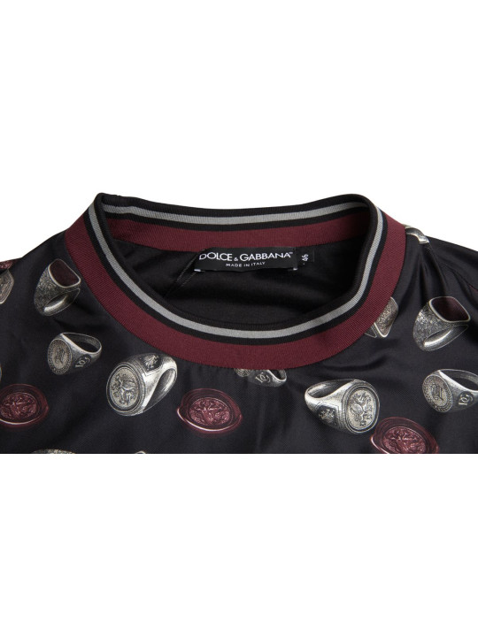 Sweaters Elegant Silk Crewneck Pullover - Black Multicolor 2.740,00 € 8054802214075 | Planet-Deluxe