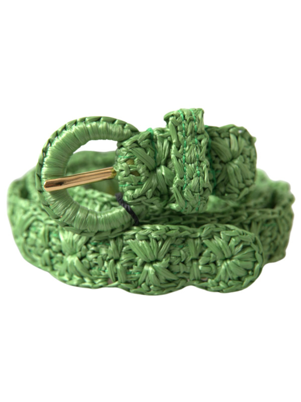 Belts Elegant Green Viscose Belt with Metal Buckle 920,00 € 8058301883725 | Planet-Deluxe